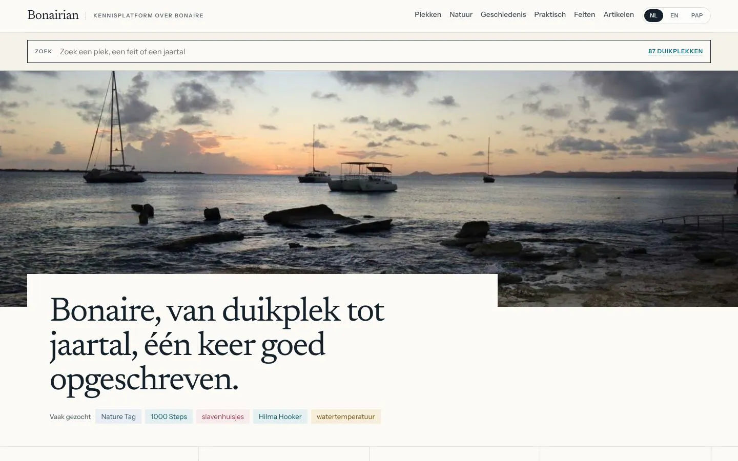 Bonairian.com, gebouwd door Rankbird